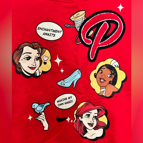 Girls' Disney 100 Retro Reimagined Patch Fleece Pullover Sweatshirt - Red - Picture 3 of 3